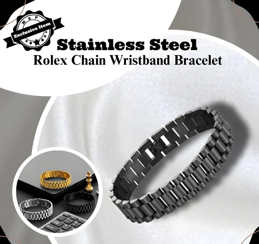 Stainless Steel Charming Hand Chain Bracelet | Beautiful Charming Hand Chain Bracelet For Boys and Men - Black
