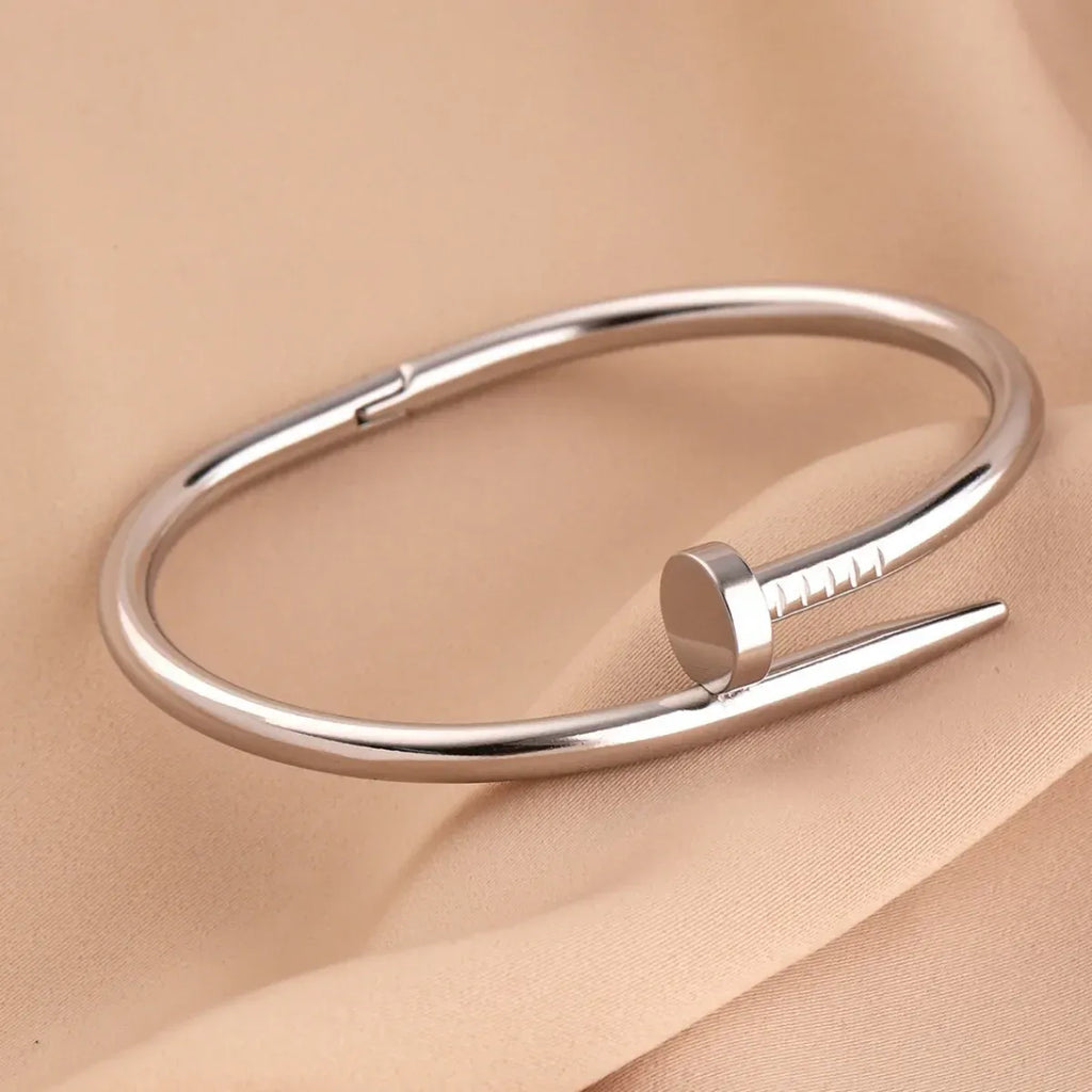 Nail Bracelet Cuff Bangle for Men and Women – Gold Tone Bracelet for Daily Wear, Unisex Fashion Jewelry