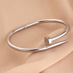 Nail Bracelet Cuff Bangle for Men and Women – Gold Tone Bracelet for Daily Wear, Unisex Fashion Jewelry