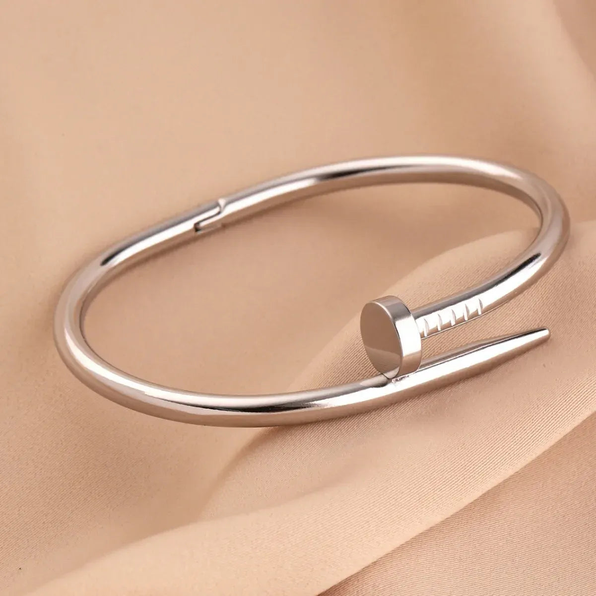 Nail Bracelet Cuff Bangle for Men and Women – Gold Tone Bracelet for Daily Wear, Unisex Fashion Jewelry