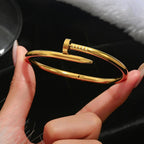 Nail Bracelet Cuff Bangle for Men and Women – Gold Tone Bracelet for Daily Wear, Unisex Fashion Jewelry