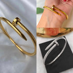 Nail Bracelet Cuff Bangle for Men and Women – Gold Tone Bracelet for Daily Wear, Unisex Fashion Jewelry