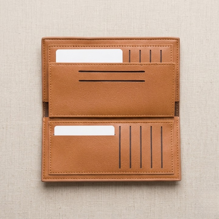 Premium Embossed Monogram Leather Long Wallet – Luxury Bi-Fold Business Clutch & Card Organizer for Men