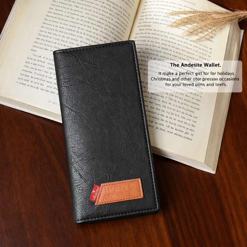 New Design Long Wallet for Men & Women | 12 Card Slots | Half Zip Pocket - Black