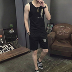 Men's Summer Sando & Shorts Set – Stretchable Cotton Jersey Fabric, Soft Breathable Sleeveless Top and Comfortable (Size Medium)