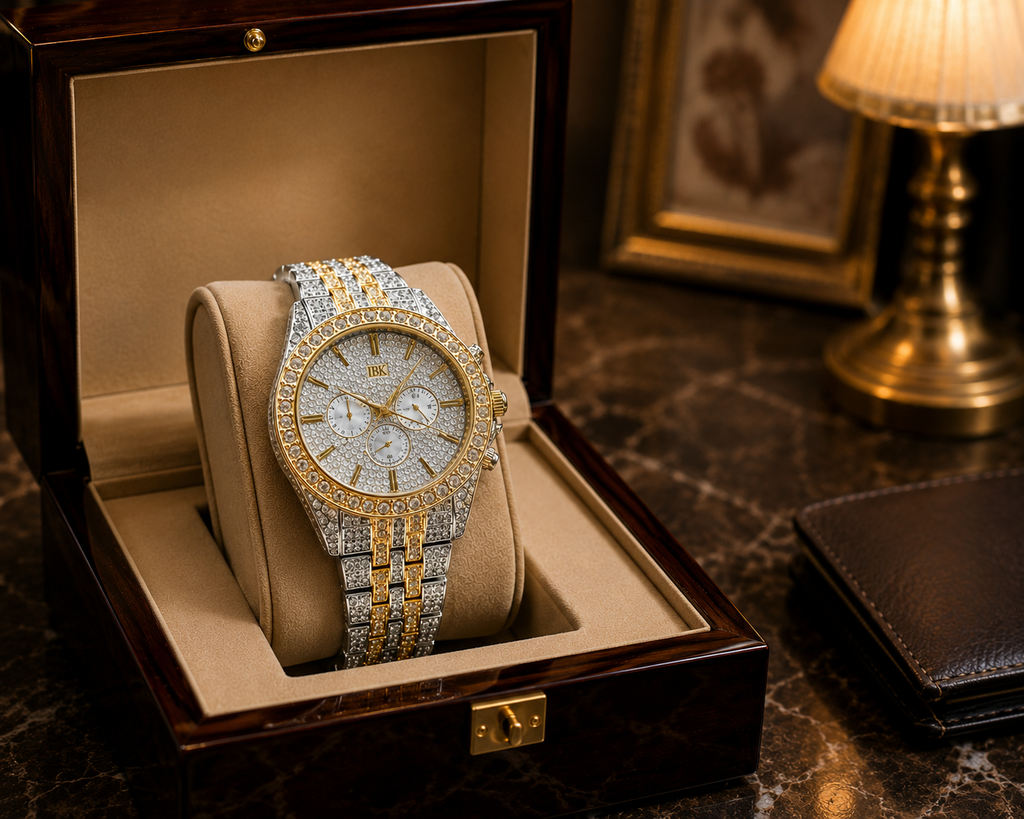 Luxury Couple Watch Set – Crystal Gold & Silver Edition