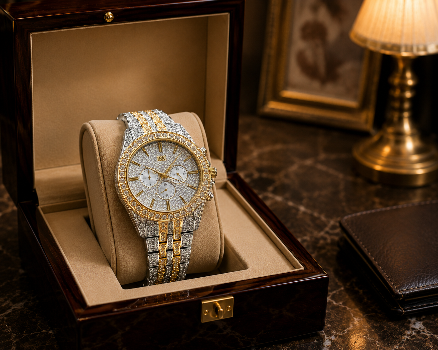Luxury Couple Watch Set – Crystal Gold & Silver Edition