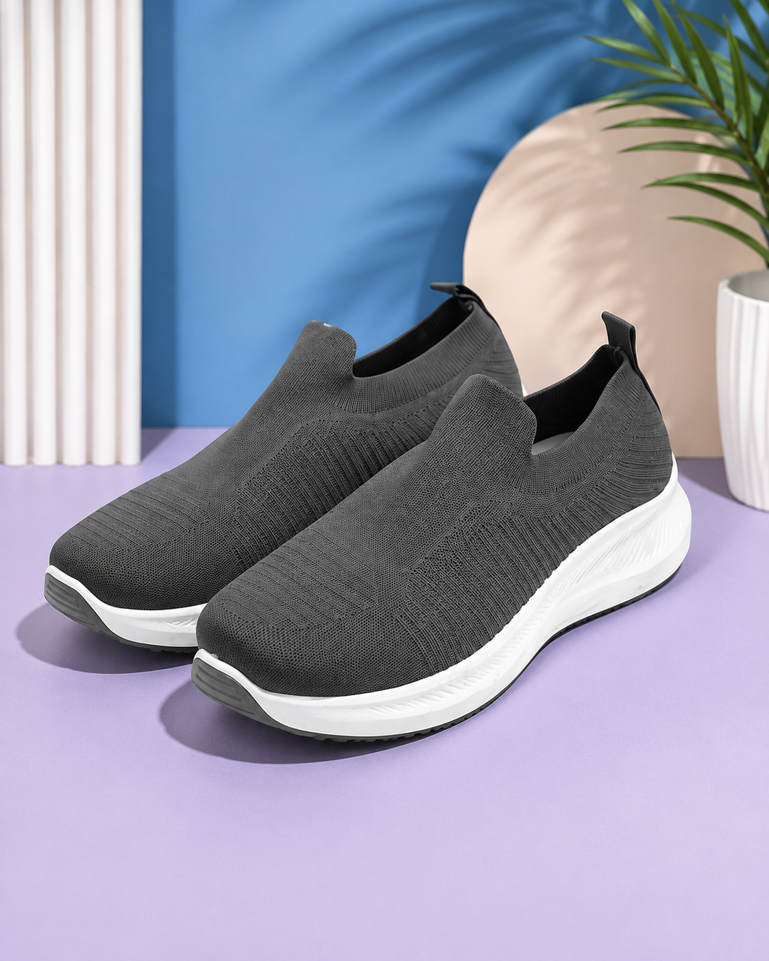 Men's Lightweight Slip-On Walking Shoes – Grey