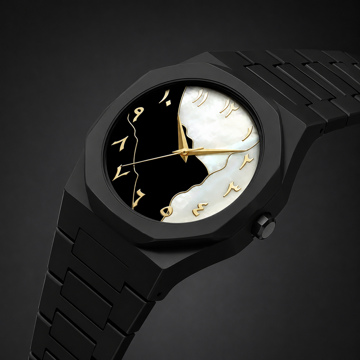 Men Carbon Fiber Black Arabic Watch