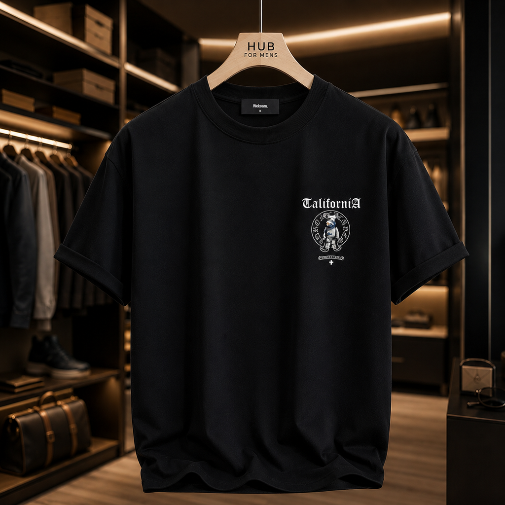 Men White Graphic T-Shirt Summer Streetwear