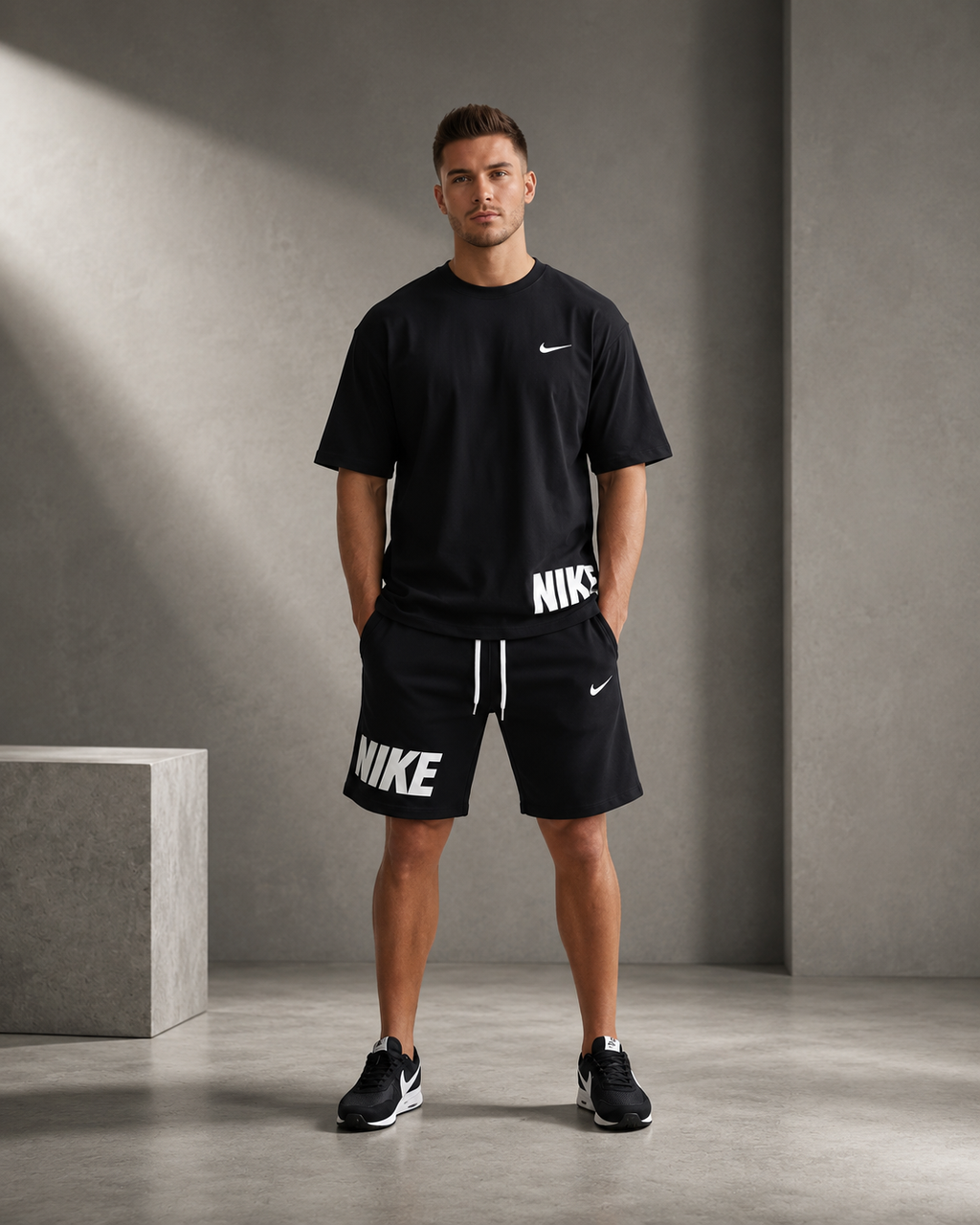 Premium Men's Black T-Shirt & Shorts Summer Co-Ord Set