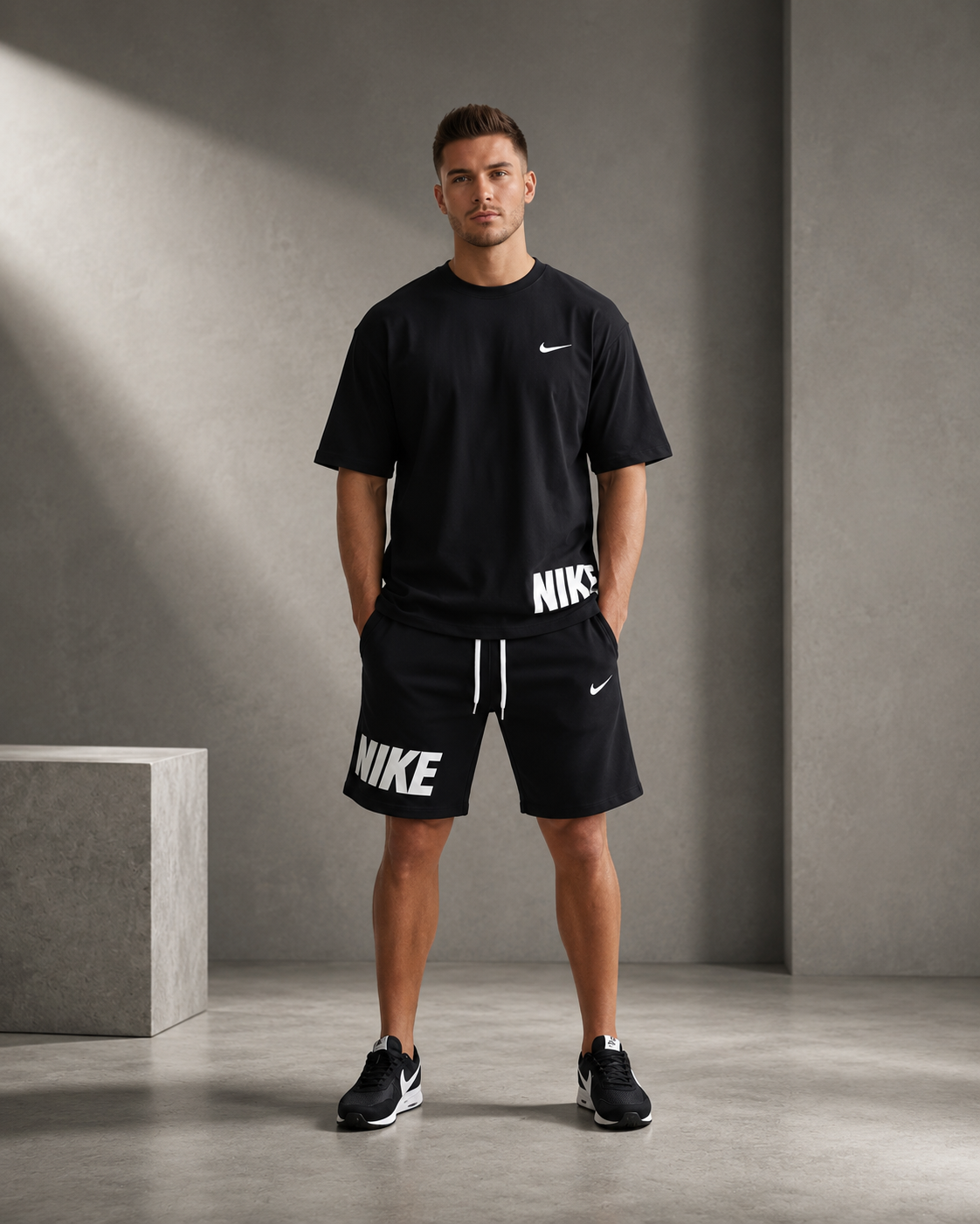 Premium Men's Black T-Shirt & Shorts Summer Co-Ord Set