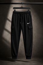 Premium Men's Black Half-Zip T-Shirt & Cargo Trouser Co-Ord Set