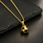 Football Necklace for Men Stainless Steel 3.0mm Chain Gold Black Blue