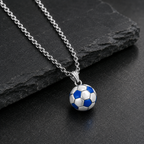 Football Necklace for Men Stainless Steel 3.0mm Chain Gold Black Blue