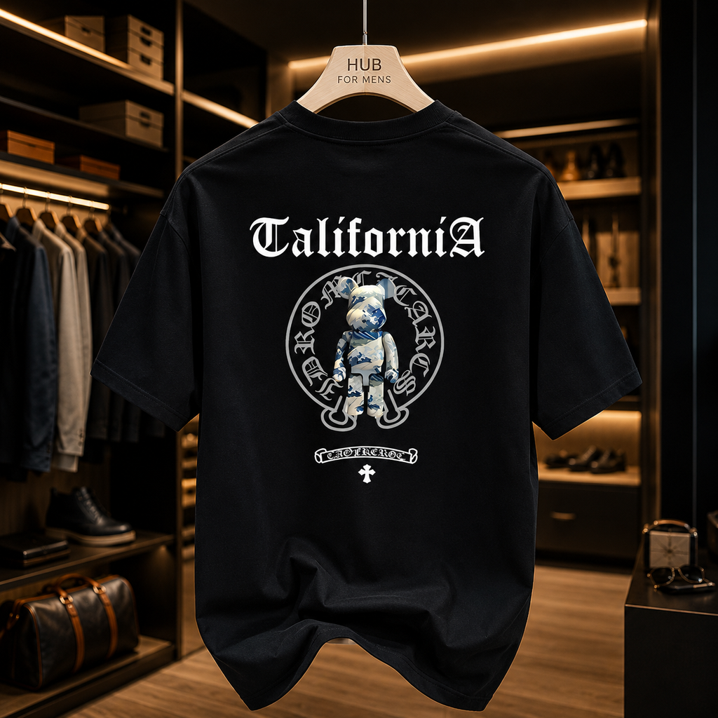 Men White Graphic T-Shirt Summer Streetwear
